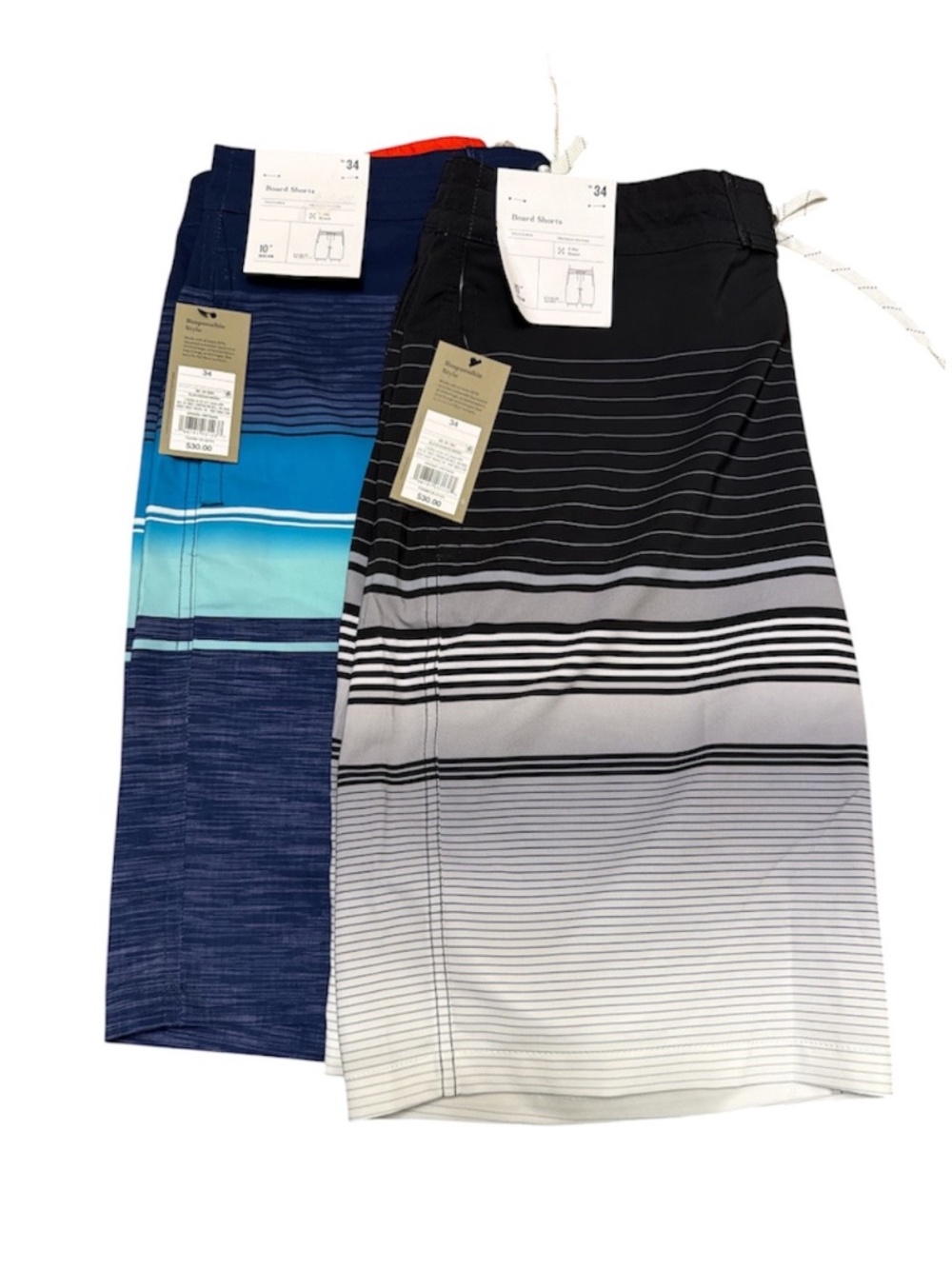 Bundle 2 Goodfellow Board Shorts Mens 34 Striped Swim Trunks NWT
